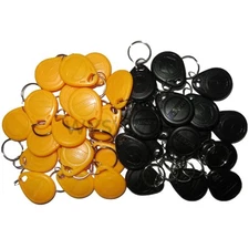 100pcs 125KHz RFID ID EM4100 Proximity Induction Tag Token Keyfob Black & Yellow