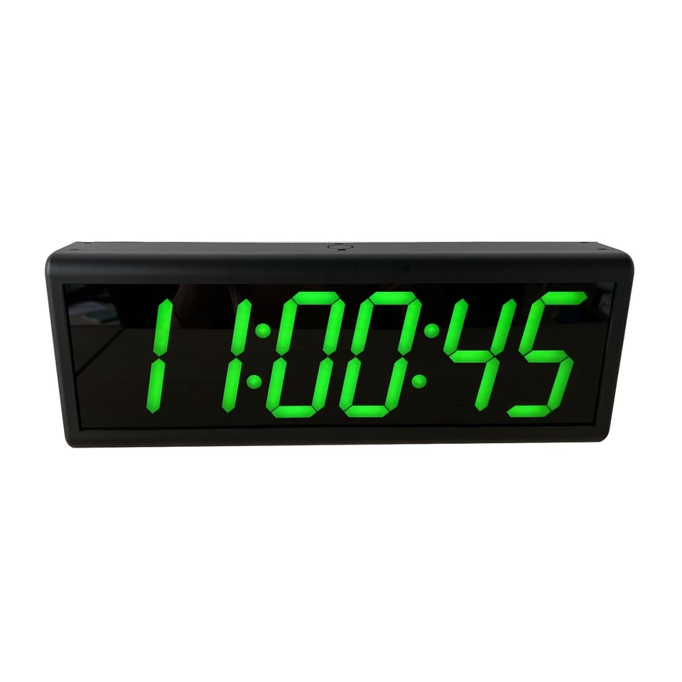 4" 6 Digit Green LED IP Wall Clock, Automatic DST Reset, Black Background - Image 4 of 4