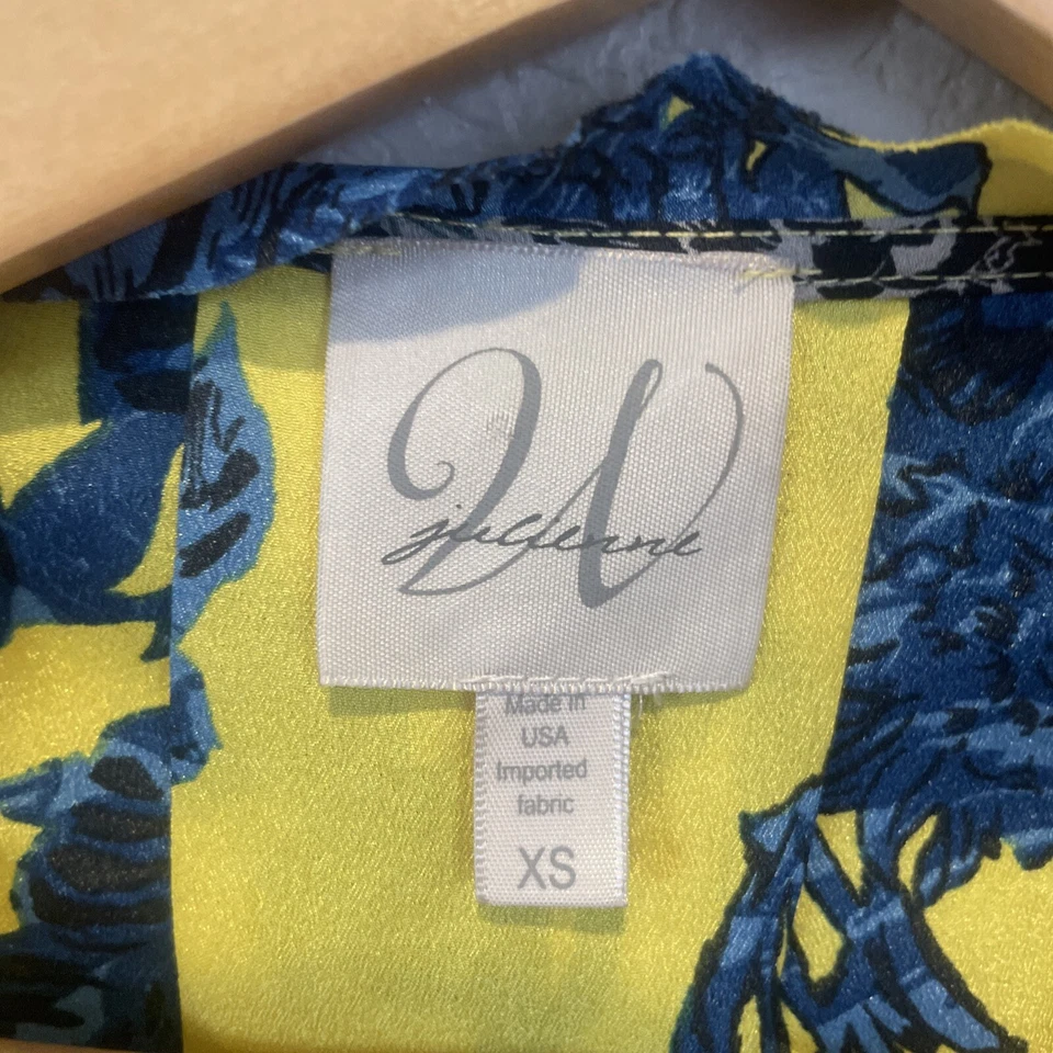 JULIENNE W WESTON WEAR Anthropologie Yellow Blouse Floral Long Sleeve Xsmall XS - Image 4 of 4