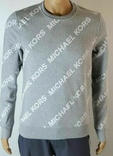 NWT 79.50 Michael Kors Mens All Over Print Pullover Crewneck Sweatshirt GREY M