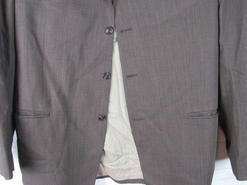 Chaqueta de traje de 3 botones de tweed marrón de Calvin Klein para hombre - Imagen 2 de 6