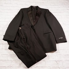 Neil Allyn Formal Collection Solid Black 100 Wool Two Piece Tuxedo 46R 38x32