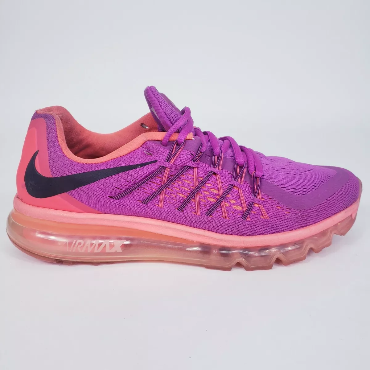 NIKE Air Max 2015 Women s 9.5 Fuchsia Flash Hot Lava Running Sneakers 698903 500