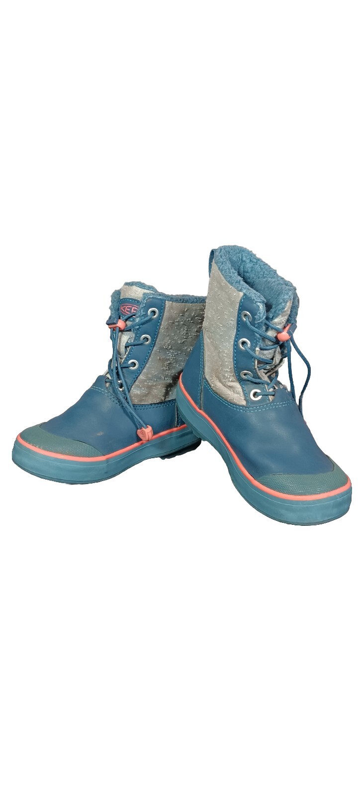 Stivali da neve pioggia Keen Toddler taglia 11 Elsa medio polpaccio foderati in pelliccia corallo blu