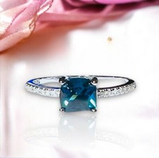 Lab Grown Alexandrite Engagement Ring Sterling Silver 925 , June Birthstone