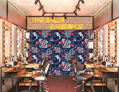 3D Comics Man A160 Barber Shop Wallpaper Wall Mural Removable Self-adhesive Amy