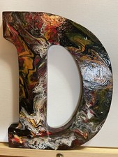 Hand Painted Glittered Wooden Initials Letter D  9  X 6  