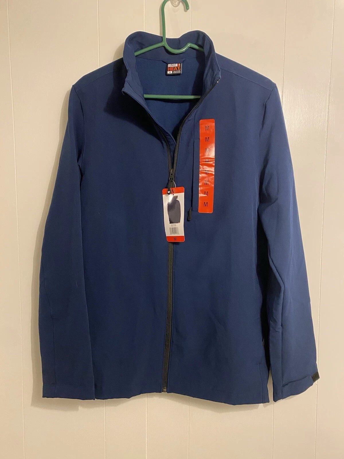 32 Degrees Heat Men's Therma Pro Full Zip Jacket With Stand Up Collar, Navy Med