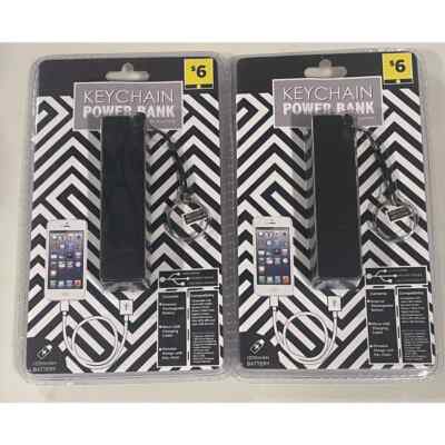 New 2 Pack Keychain Power Bank Quick Charge iphone Camera Smart Device BLACK