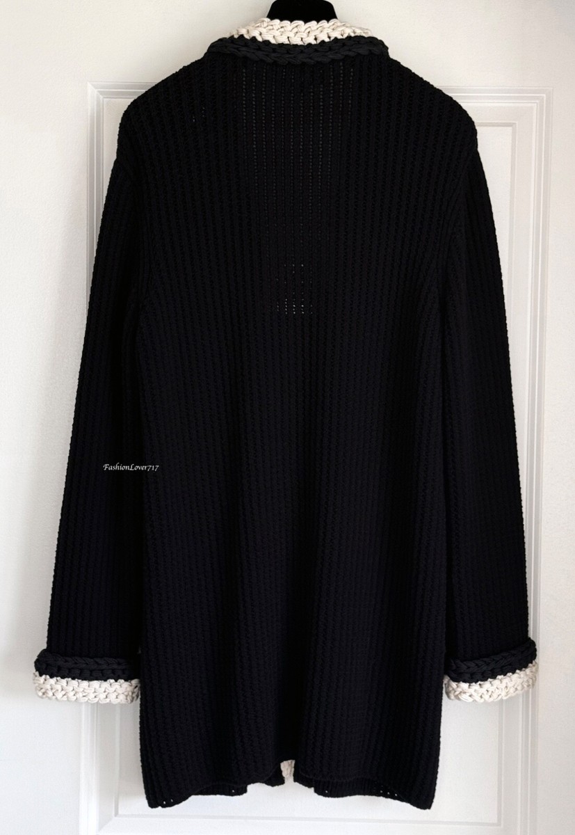 NWT 22C CHANEL BLACK ECRU CC BUTTONS COTTON SILK LONG NWT 22C CHANEL BLACK ECRU CC BUTTONS COTTON SILK LONG
