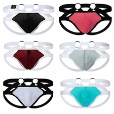 Men's Sexy Ice Silk Jockstrap Underpants Mesh G-string Thong Underwear S M L XL