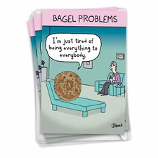 Pack of 3 Funny Mother's Day Cards w/ 5x7" Envelopes (1 Design) - Bagel Problems