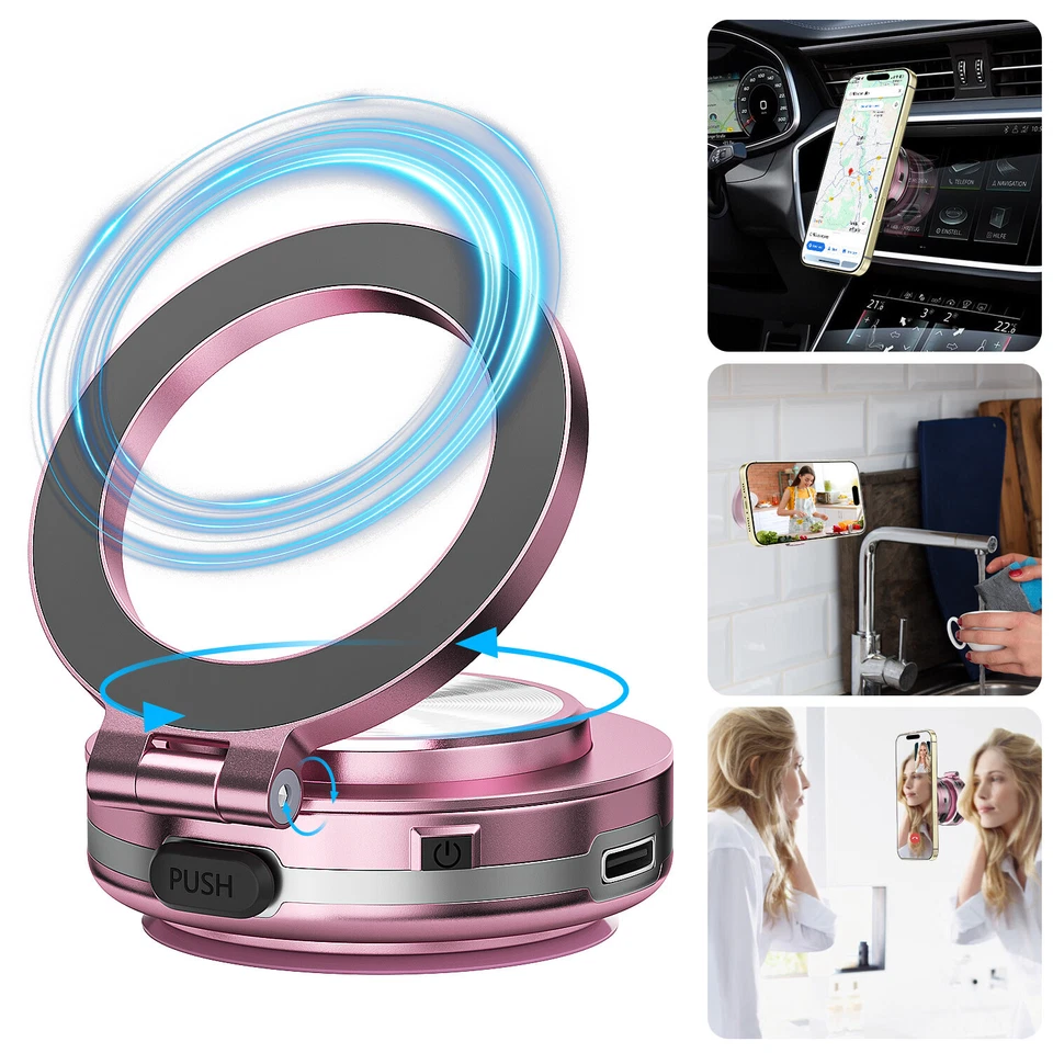 Magnetic Car Phone Holder Mount Electric Vacuum 360° Rotation Cell Phone Stand - Image 4 of 4