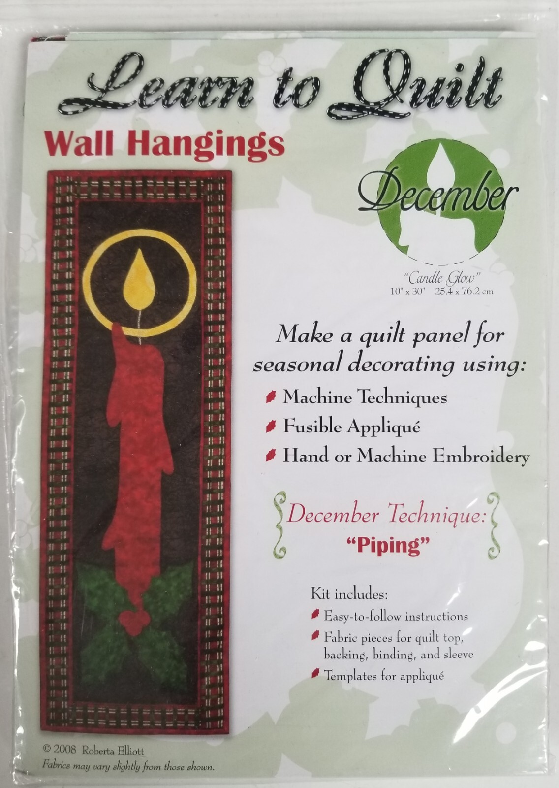 Learn To Quilt Wall Hangings December Candle Glow 10”x 30” 1353077