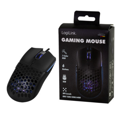 Gaming USB Maus 5 Tasten RGB 800/1600/3200/6400 dpi PC Gamer beleuchtet Schwarz