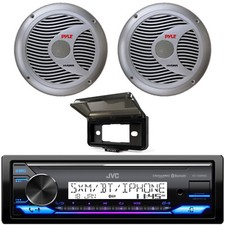 JVC KD-X38MBS 1 DIN Bluetooth USB LED Stereo Receiver, 2x 6.5" Speakers, Cover