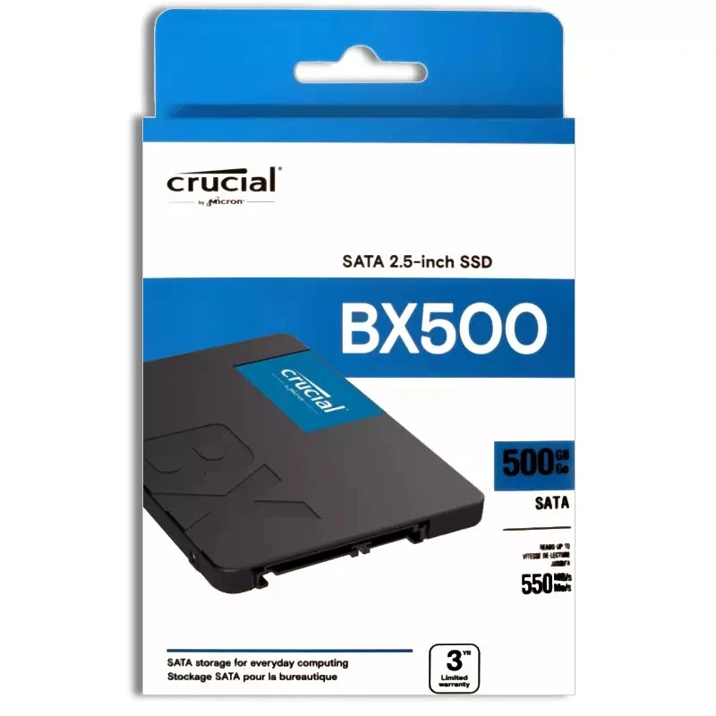 SSD Hard Disk 2,5" Crucial  BX500 CT500BX500SSD1 500GB  Stato Solido 3D NAND