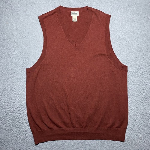 LL Bean Sweater Vest Mens Large Red 