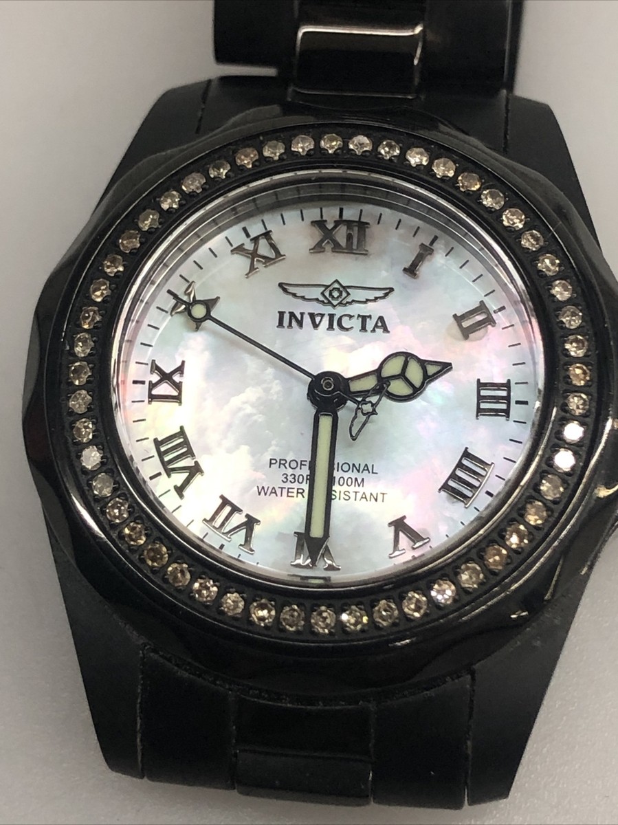 Invicta 4784 Swiss Quartz Diamond Black Stainless Steel Womens