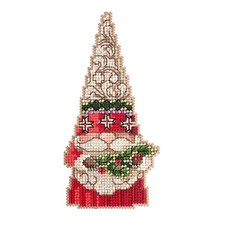 Gnome Holding Holly Cross Stitch Kit Mill Hill 2022 Jim Shore Santa Gnomes