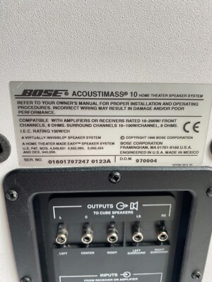 Bose Base Acoustimass 10 Series II Passive Subwoofer White Tested