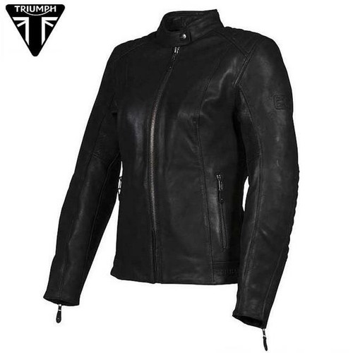 GIACCA MOTO DONNA ESTIVA PELLE CON PROTEZIONI TRIUMPH ROXBURY NERO | eBay