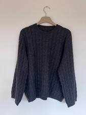 Maglione a maglia con cavo grigio puro cashmere di lusso - vestibilità rilassata - P2P 63 cm - XL / XXL