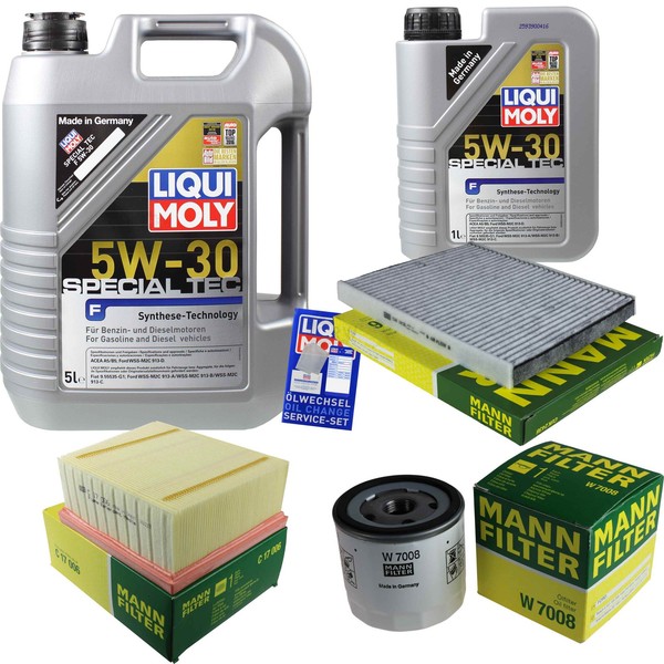 Mann Inspektionspaket 6L Liqui Moly 5W-30 FüR Ford Fiesta VI B-Max 1.6 Ti-image