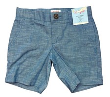 Cat And Jack Boys Size 4 Flat Front Blue Shorts Adjustable Waist Snap Closure