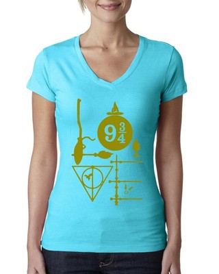 Love Design Women Junior V Neck Tee Potter Fan Tshirt