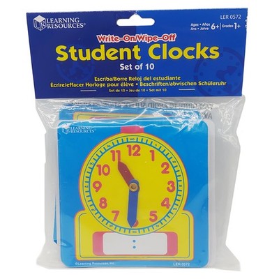 Learning Resources Write-On/Wipe-Off Student Clocks 10 Pack Set LER0572 Ages 6+
