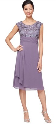 alex evenings icy orchid dress Alex Evenings Women's Petite Cold Shoulder Glitter Mesh Dress, Black 4P main image 0