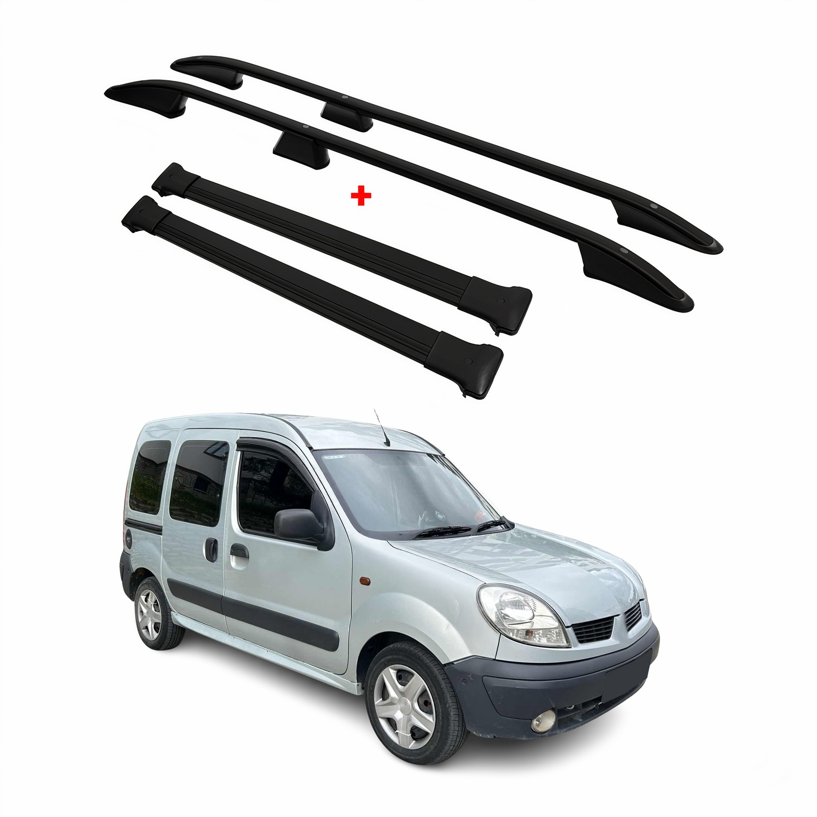 Barres de toit Kangoo I alu noir pour transporter échelles et matériel de chantier