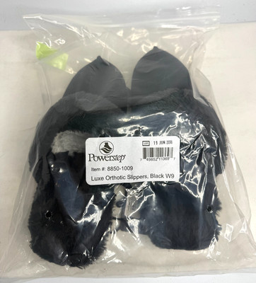 Powerstep Luxe Women's Orthotic Slippers - Memory Foam Slip-ons Black - W9 US