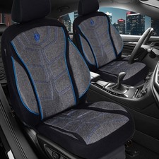 2x Sitzbezüge passend für Tesla Model 3 (Schwarz-Blau) | 2x Vorne MT3