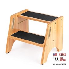 Wooden 15" Dual Height Step Stools - Easy to Clean - Potty Training