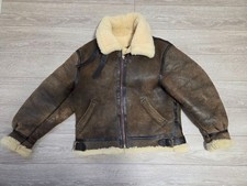 AVIREX Marrone B-3 Pelle di Pecora Mouton Giacca da Volo Pelle Bomber Capispalla Uomo XL