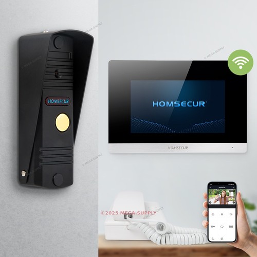 HOMSECUR 7" WLAN Video Türsprechanlage Deutsches Menü Schwarz Kamera Überwachung