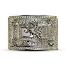 Scottish CELTIC KNOT W RAMPANT LOIN Kilt Belt Buckle Nickel Chrome Finish