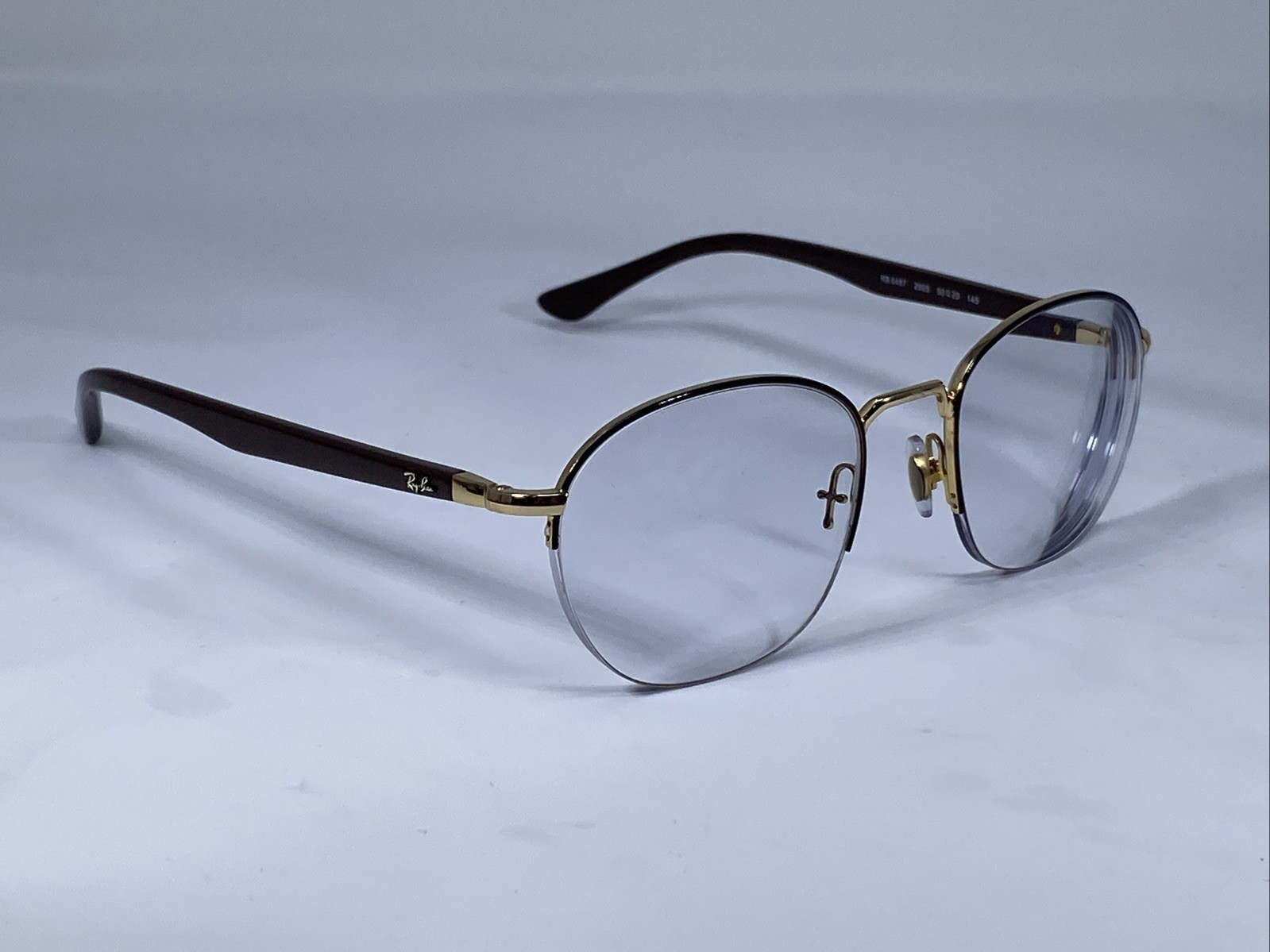 RAY-BAN RB6487 2905 Dark Brown/Gold Half Rimless Eyeglasses Frame 50-20-145