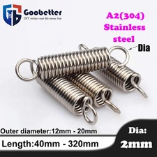 Gancho A2 304 Acero Inoxidable Resorte Expansión Extensión Muelles de Tensión Alambre Diámetro 2mm
