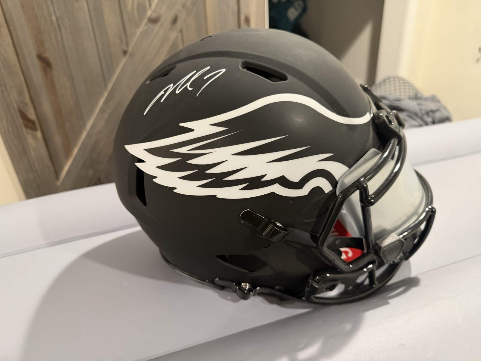 Michael Vick, Authentic, Matt Black Game Helmet Autographed