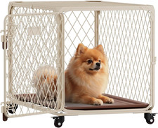 Dog Crate, 30 Inch Diamond Mesh Enhanced 30.0"L x 19.0"W x 20.0"H, Beige