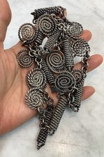 VTG Silver Tone Spiral Twisted Wire Filigree Link Chain Belt Necklace Modernist