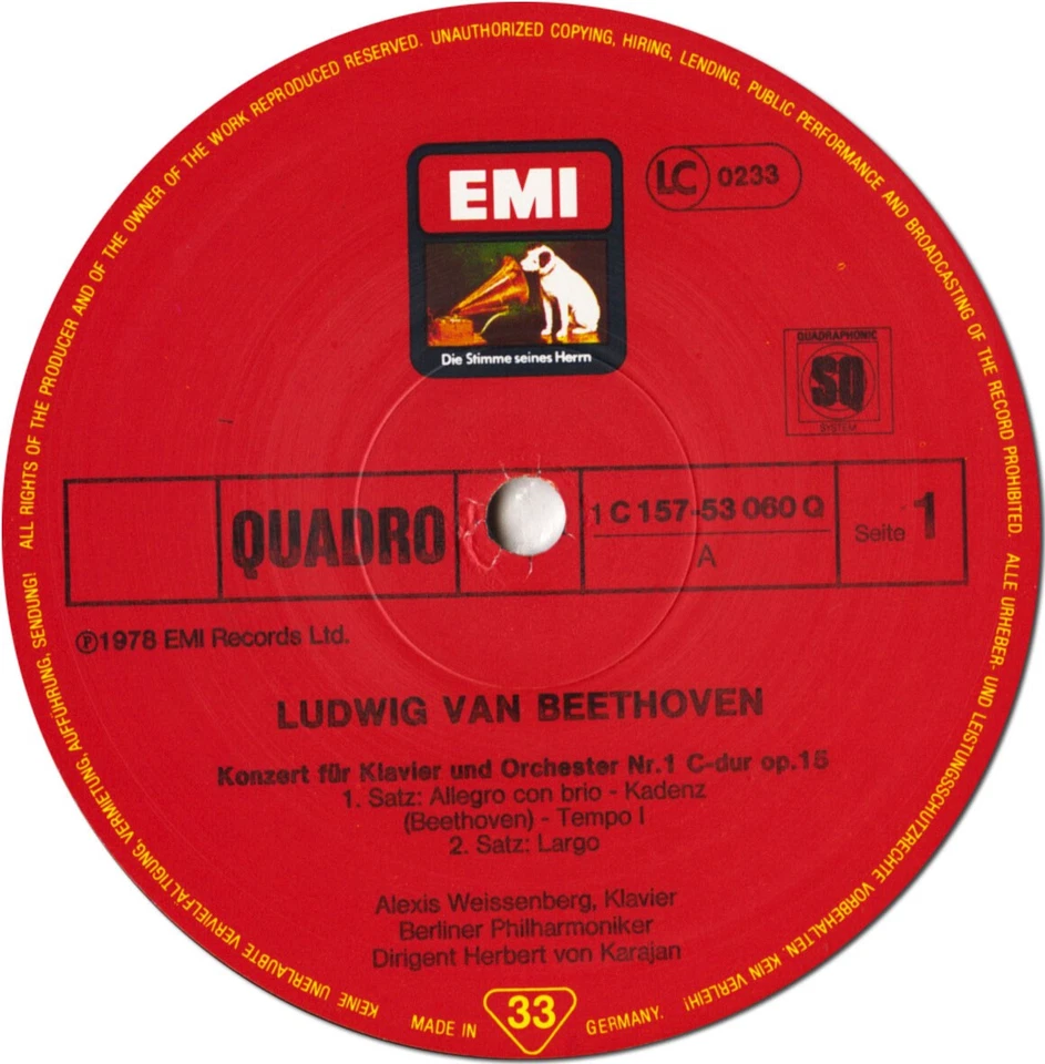 BEETHOVEN 5 Piano Concertos WEISSENBERG KARAJAN EMI C157-53060 4LP Box QUADRO - Image 3 of 3