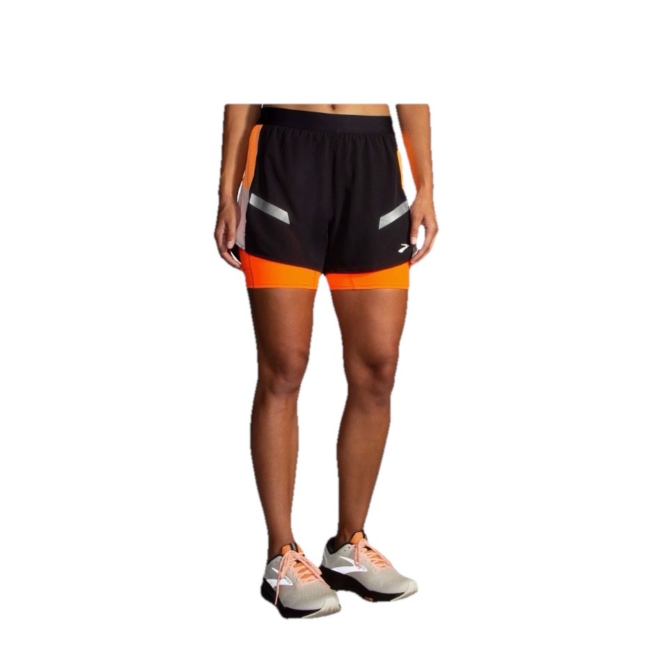 Size M WOMEN'S BROOKS RUN VISIBLE 4" 2-IN-1 SHORT 2.0 NWT thumbnail 6