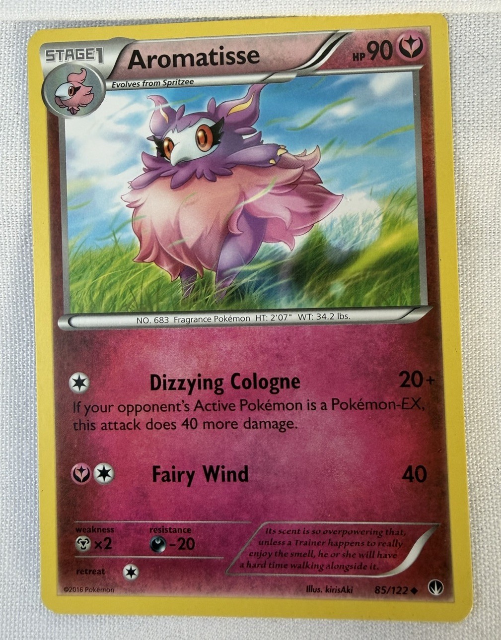 Aromatisse Pokemon Card HP 90 85/122 2016 Regular