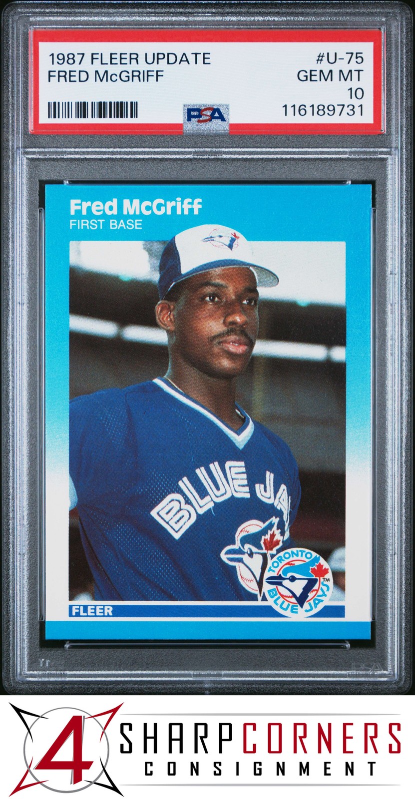 1987 FLEER UPDATE #U-75 FRED McGRIFF BLUE JAYS HOF PSA 10