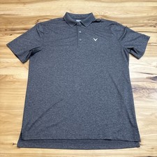 Callaway Polo Men  s Gray Striped Logo Short Sleeve Golf Opti-Dri Size Medium