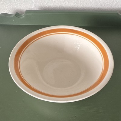 Vtg Stoneware Orange Stripe Round 9  Vegetable Serving Bowl China